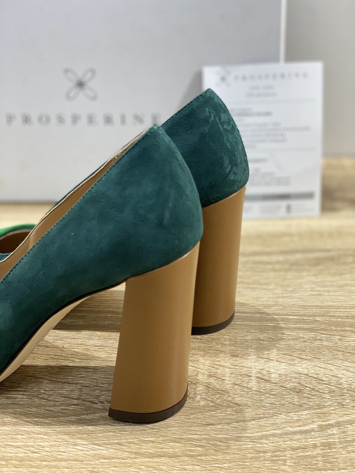 Prosperine Decollete donna in Suede Verde Bosco Cuoio made italy sacchetto 37.5