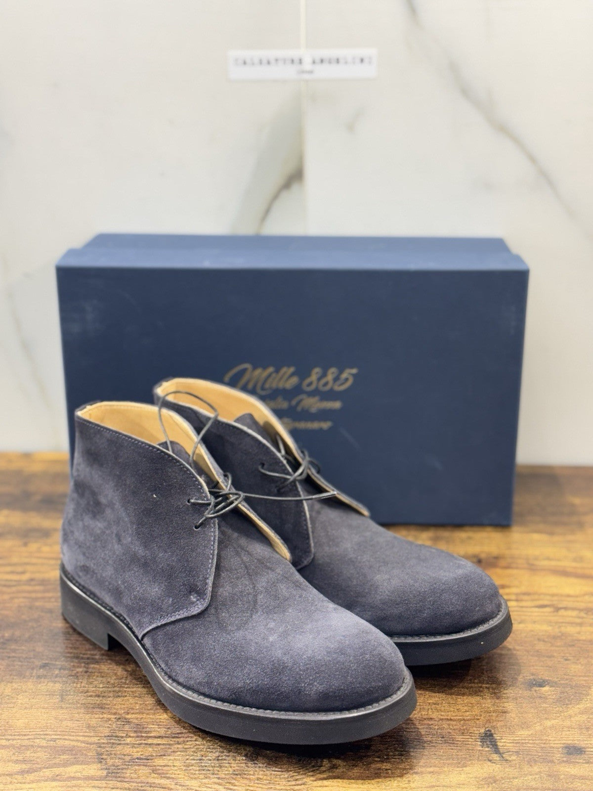 Mille 885 Polacchino    Suede Blu    Fatto A Mano In Italia Uomo 44