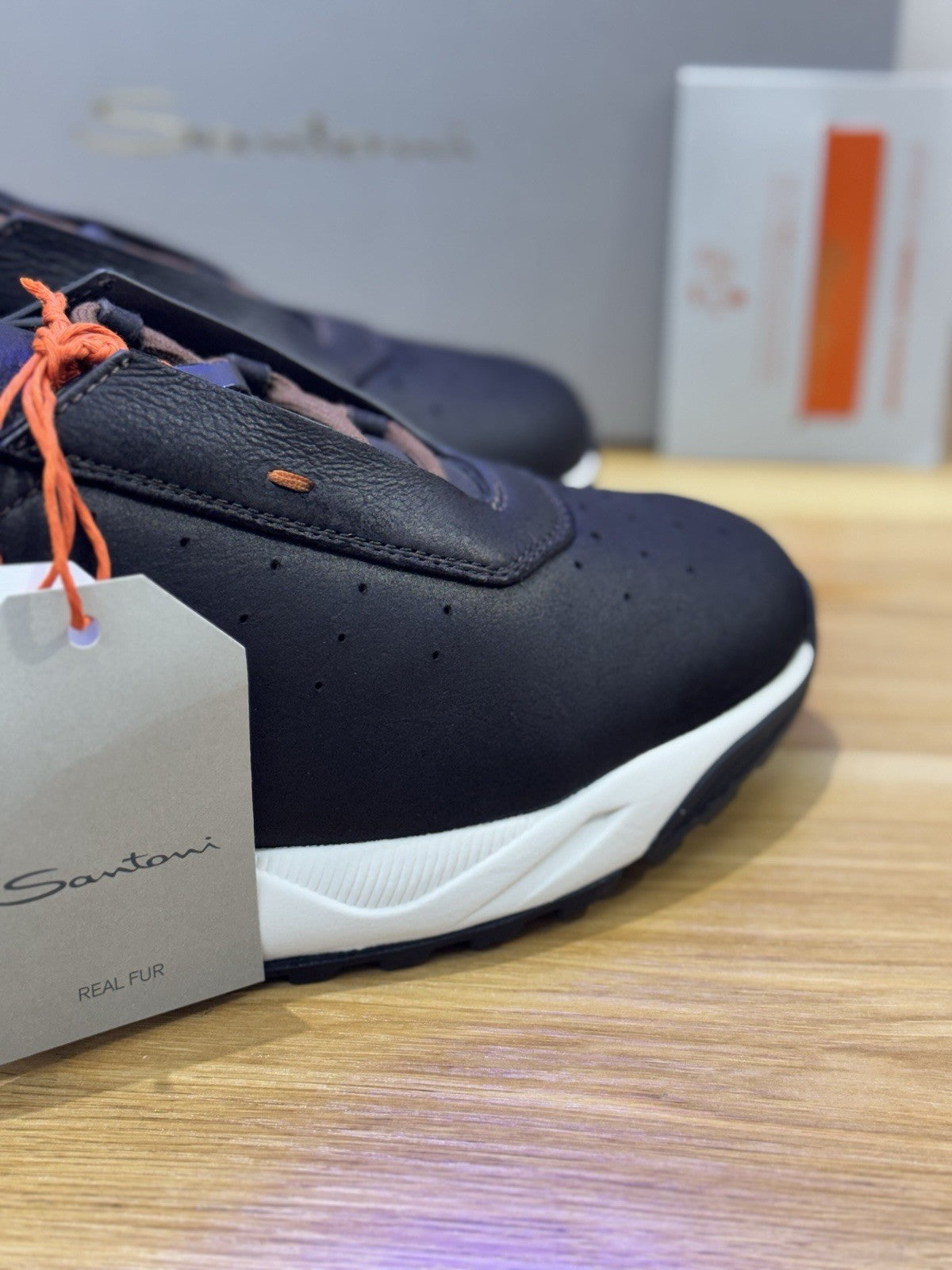 Santoni Innova Sneaker Pelle Brown Con Fur Luxury Santoni Scarpa Uomo 42