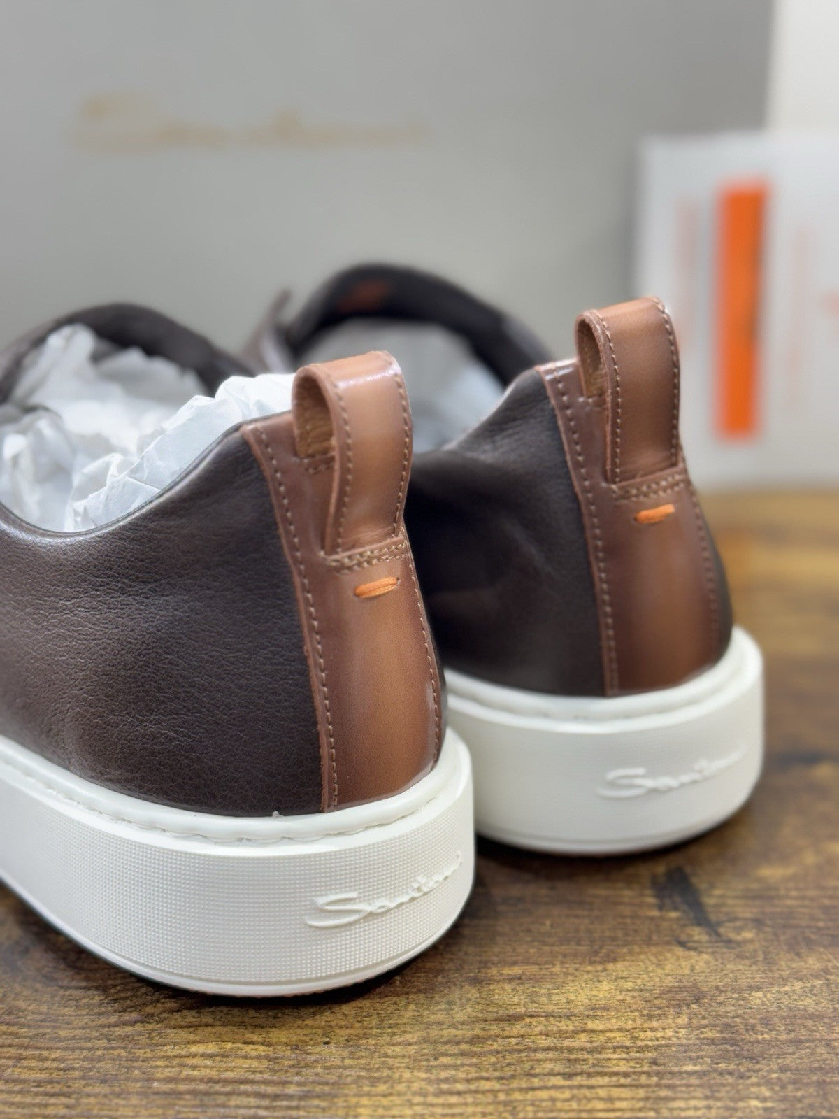 Santoni Sneaker No Lace Pelle Marrone Icon Santoni Scarpe Uomo 43.5