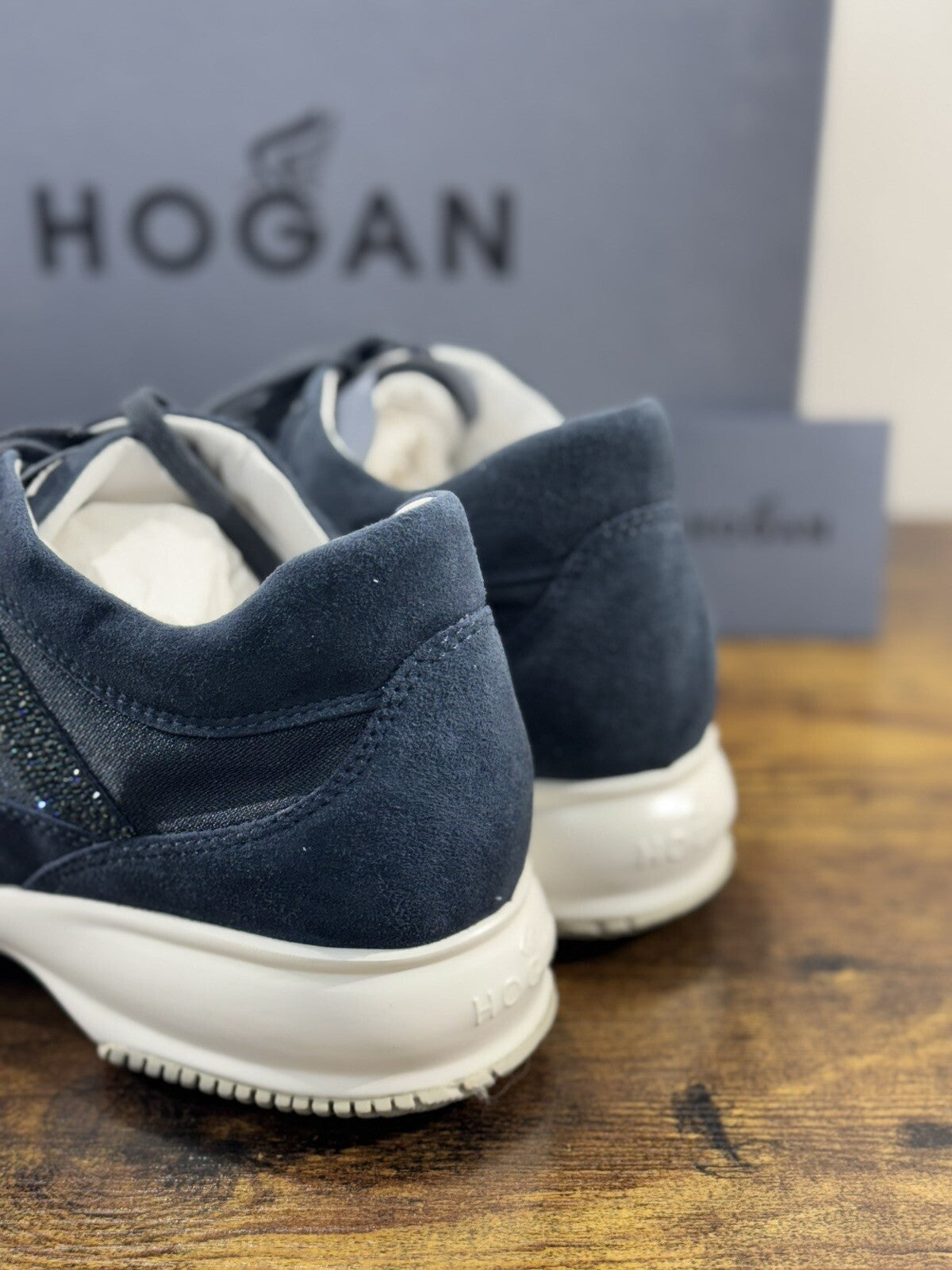 Hogan Interactive Donna Sneaker  H Strass  Suede Blu Luxury Hogan 38