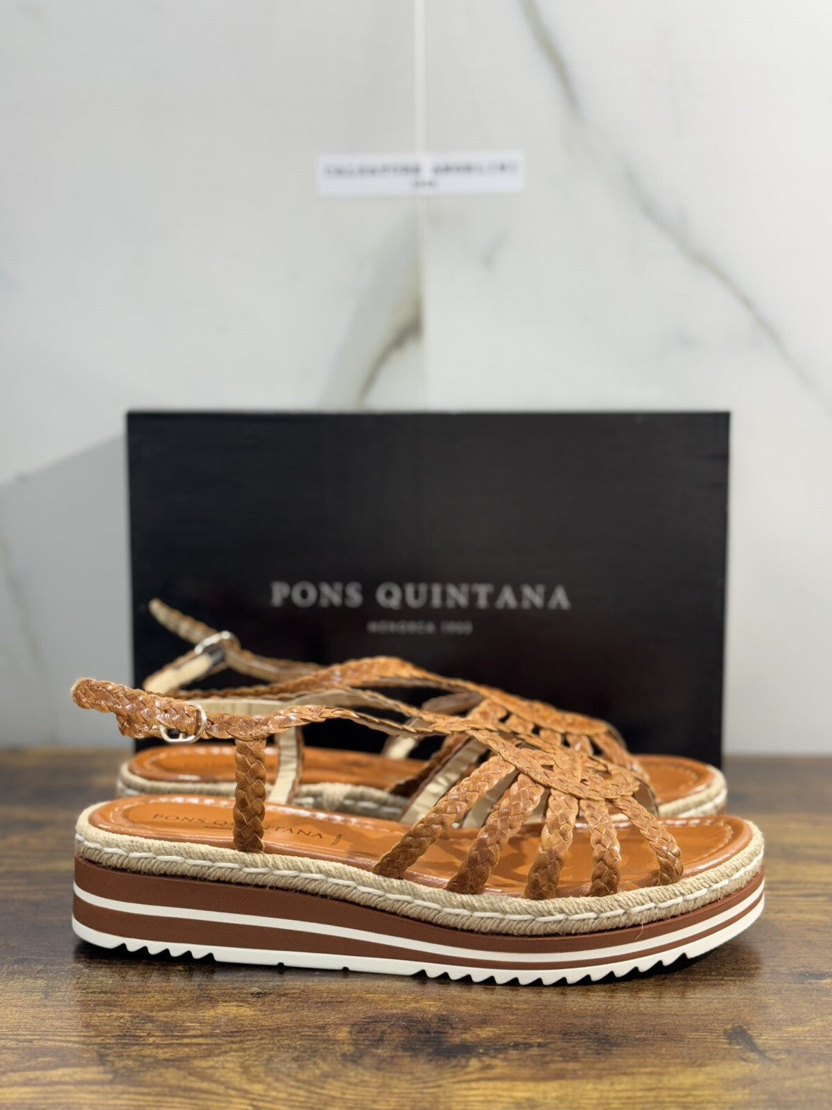 Pons Quintana Sandalo Donna Milan     Pelle Cuoio   Handmade Zeppa 41
