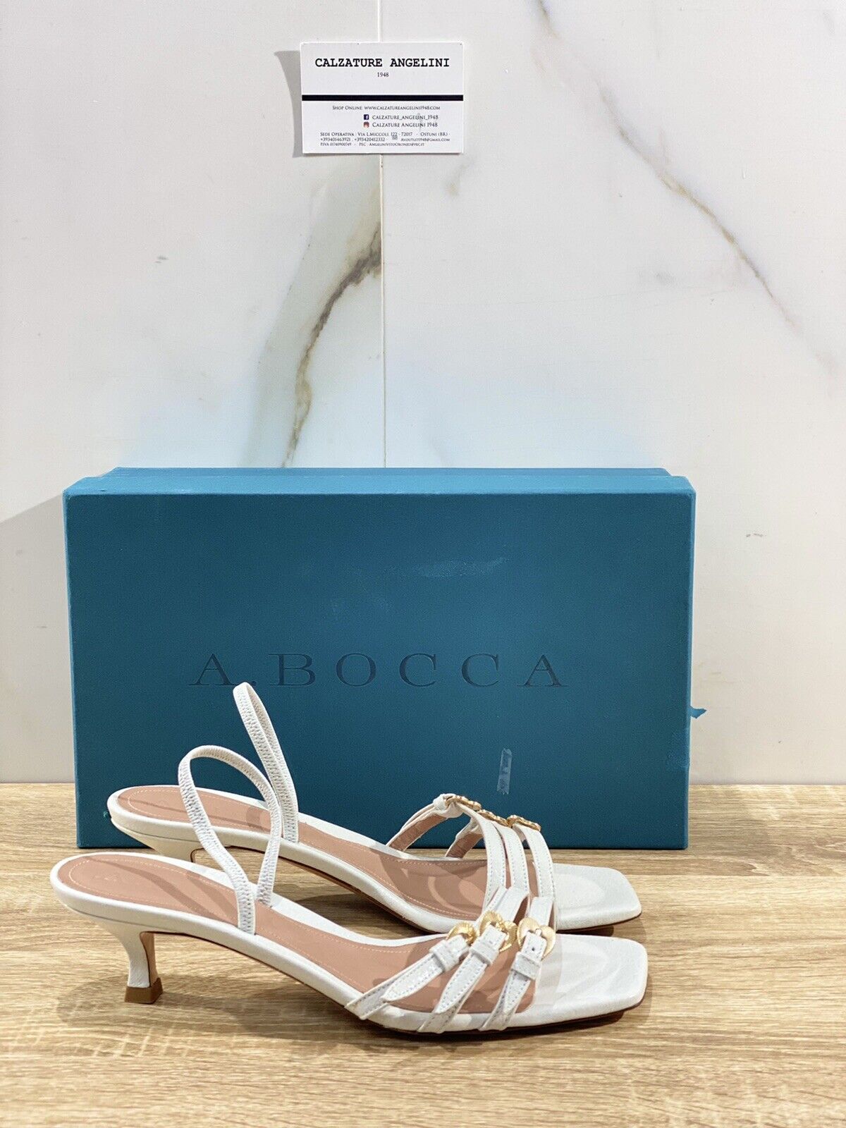 A.bocca Sandalo Donna AB2309  In Pelle Bianco Luxury Sandal Woman 37