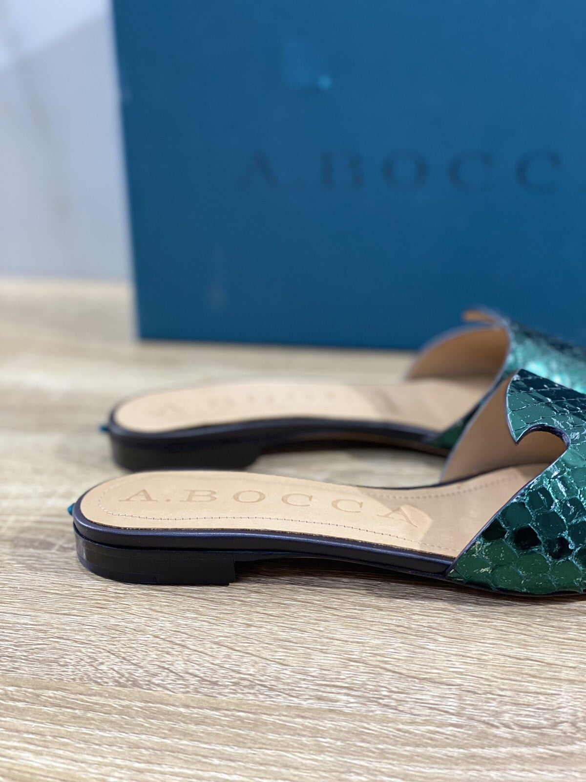 A.bocca Sandalo Donna AB2102 In Pelle Verde  Luxury Sandal Woman 37