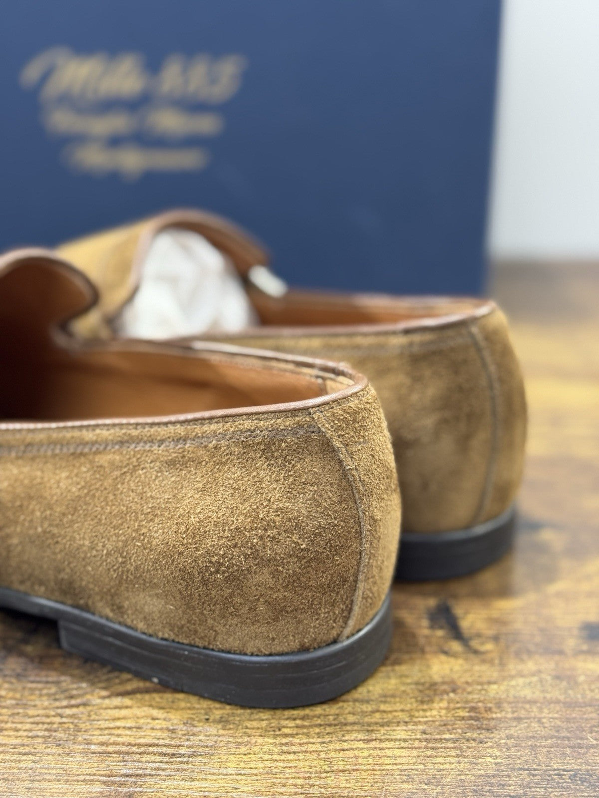 Mille 885 Mocassino Doppia Fibbia  Suede Snuff  Fatto A Mano In Italia Uomo 44