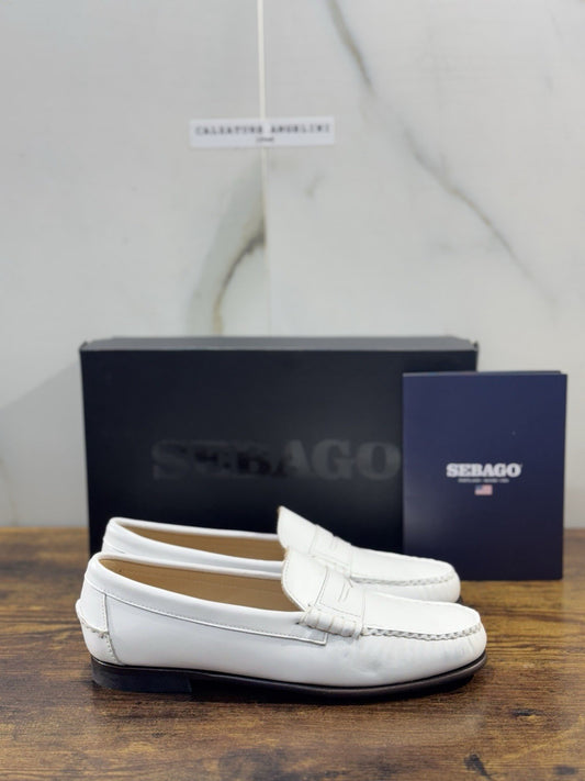 Sebago Mocassino Danielle Pelle Bianco Fondo Cuoio Icon Sebago Loafer Donna 37