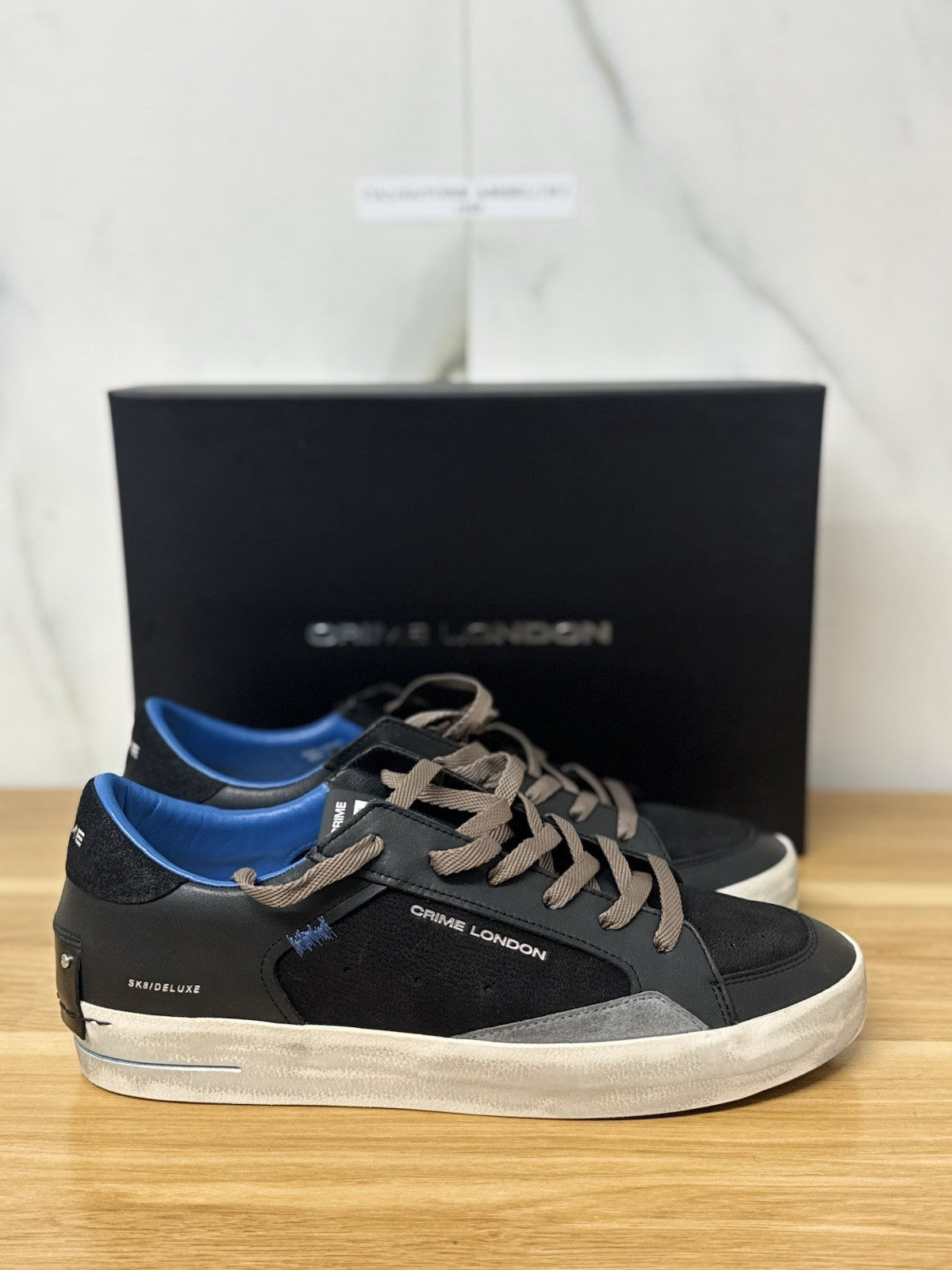 Crime London Sneaker Sk8 Deluxe Casual Pelle Nero  Uomo 44