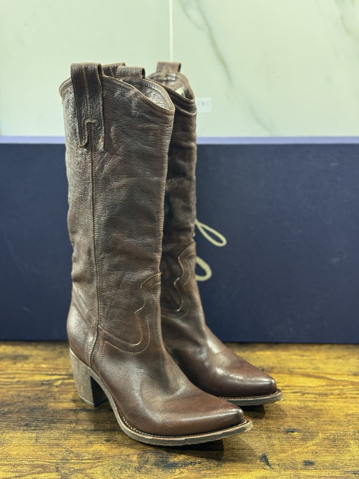 Stivale Cesare Marinucci Texano  Fatto A Mano Pelle Brown  Made in Italy 37