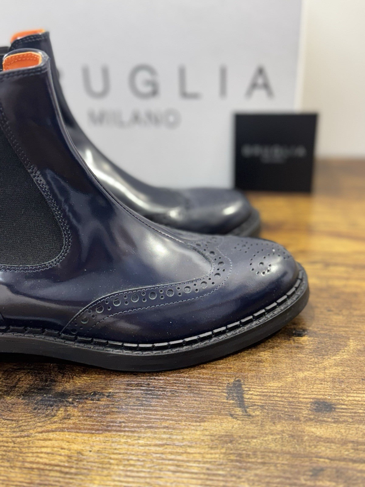 Bruglia Milano Chelsea Boot Blu Pelle  Top Quality Scarpe Donna 40
