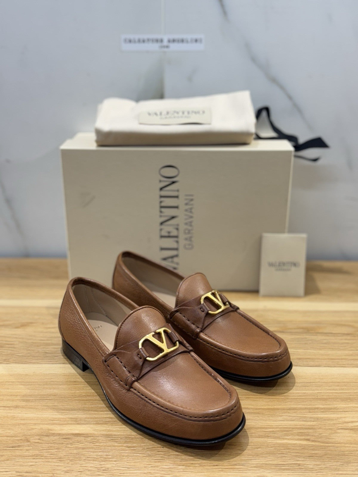 Valentino Garavani Mocassino Vlogo Signature Pelle Cuoio Luxury Donna 39