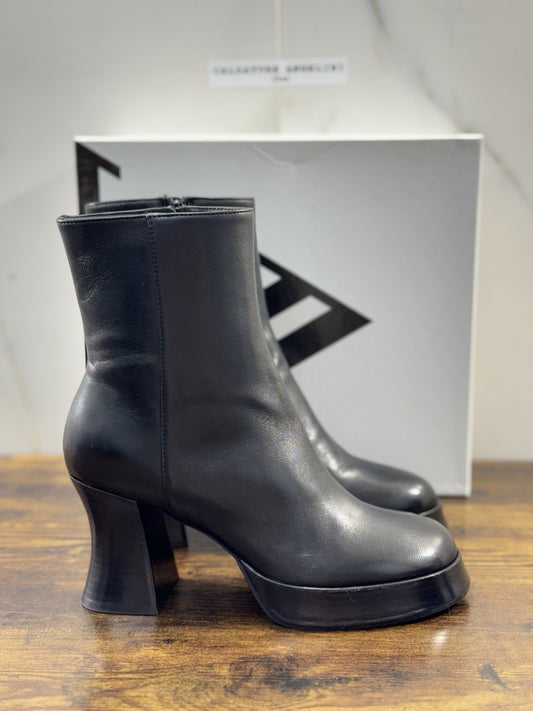 Giampaolo Viozzi Stivaletto Donna Pelle Nero    Con Tacco Made In Italy 36