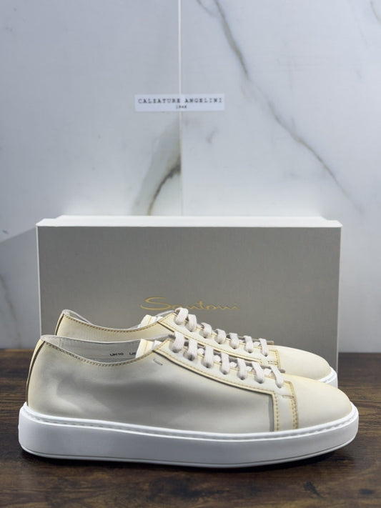Santoni Sneaker Uomo Icon Pelle Nabuk Bianca Luxury Men Santoni Shoes Icon 10