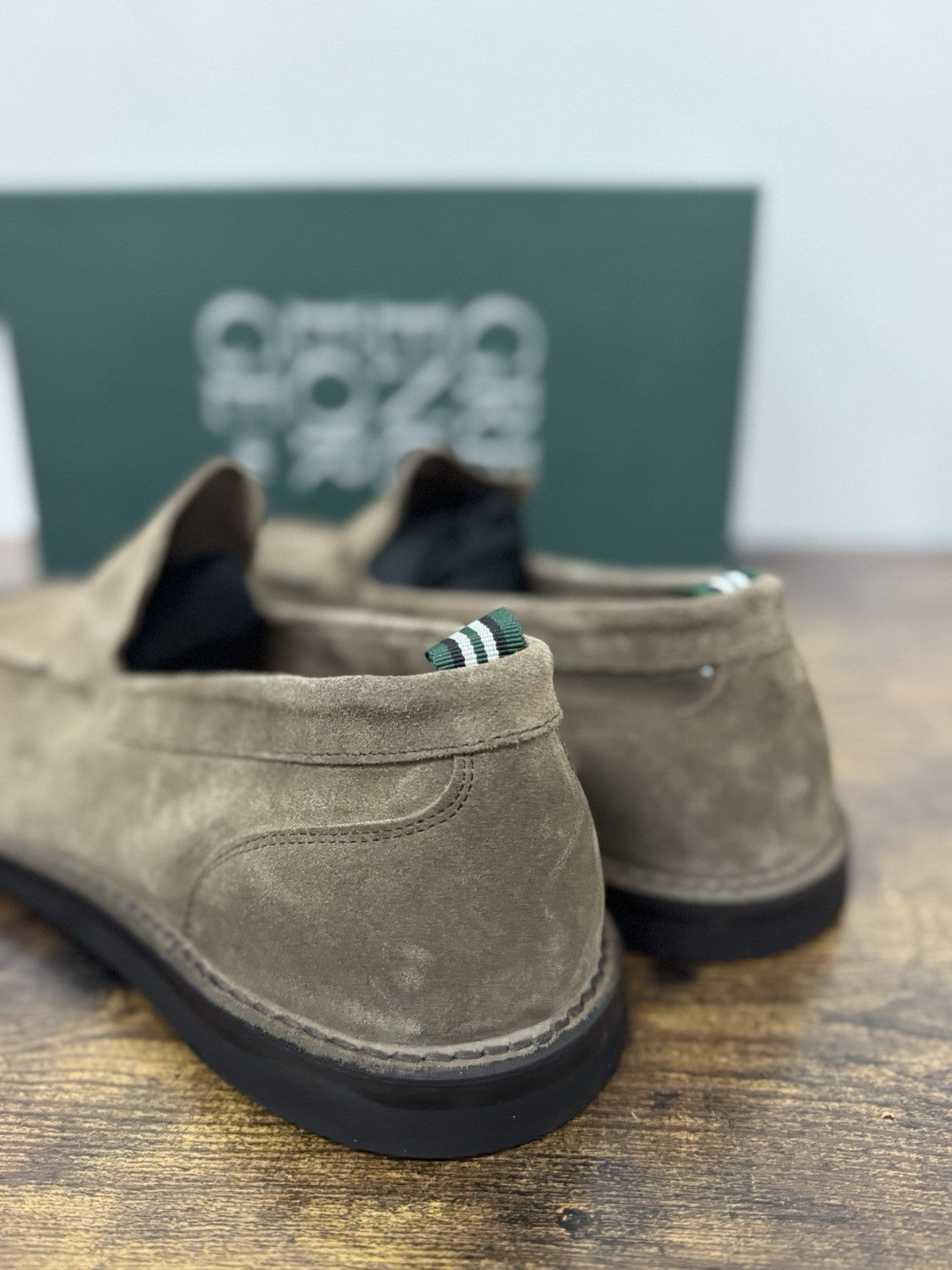 Green George Mocassino Summer Walk  Suede Tortora  Handmade In Italy Uomo 45
