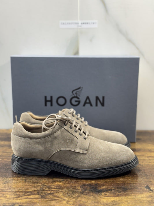 HOGAN scarpe  Derby in Pelle  Suede Palude Memory Foam  Uomo 41