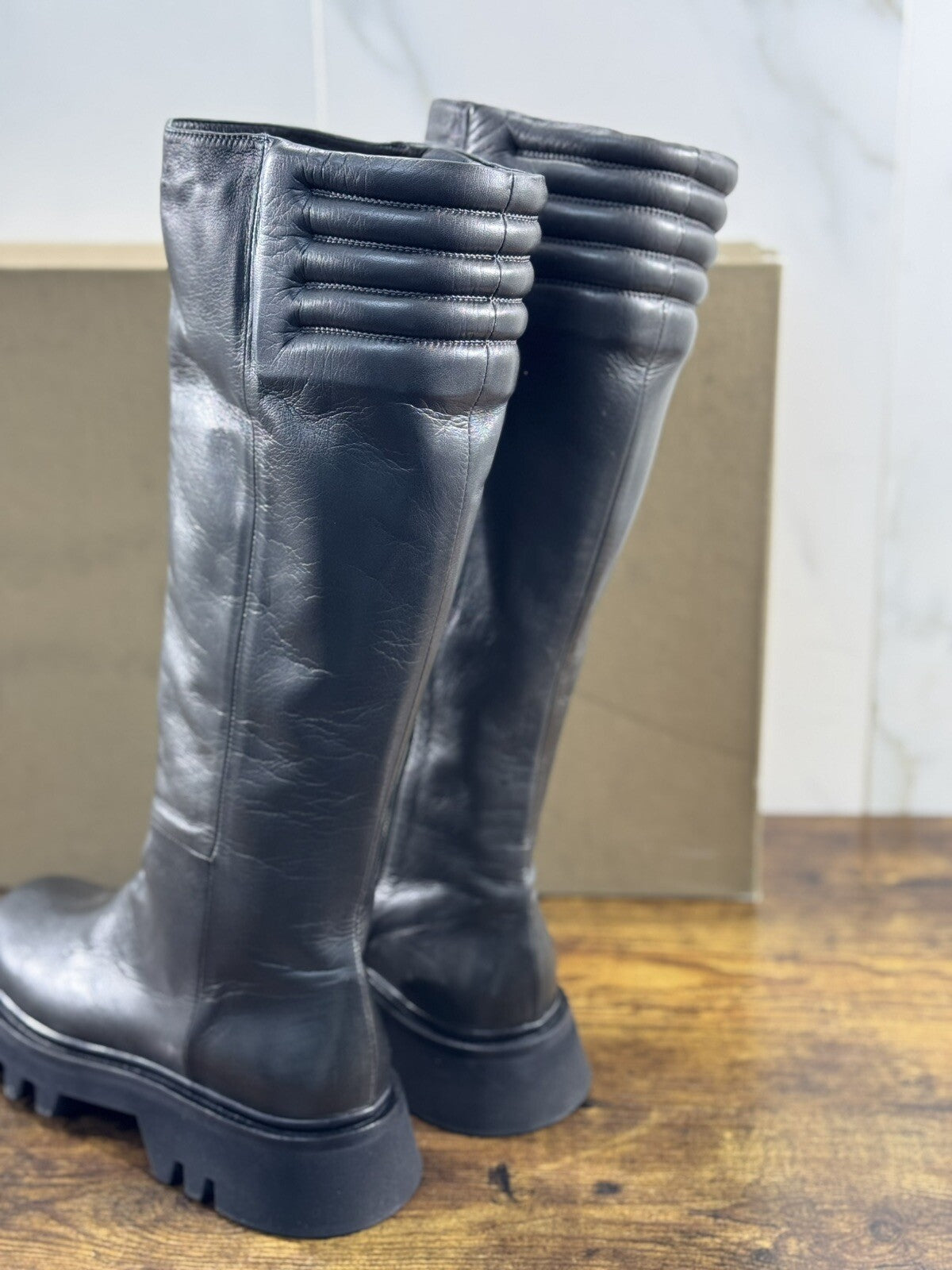 Pomme D’or Stivale  Boot Donna Pelle Grey        Luxury Handmade Woman Vibram 40