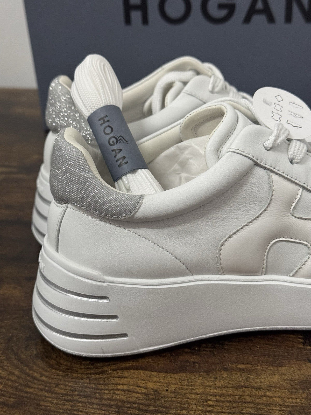 Hogan H564 Sneaker Pelle Bianca Argento  Casual Hogan Donna 36.5