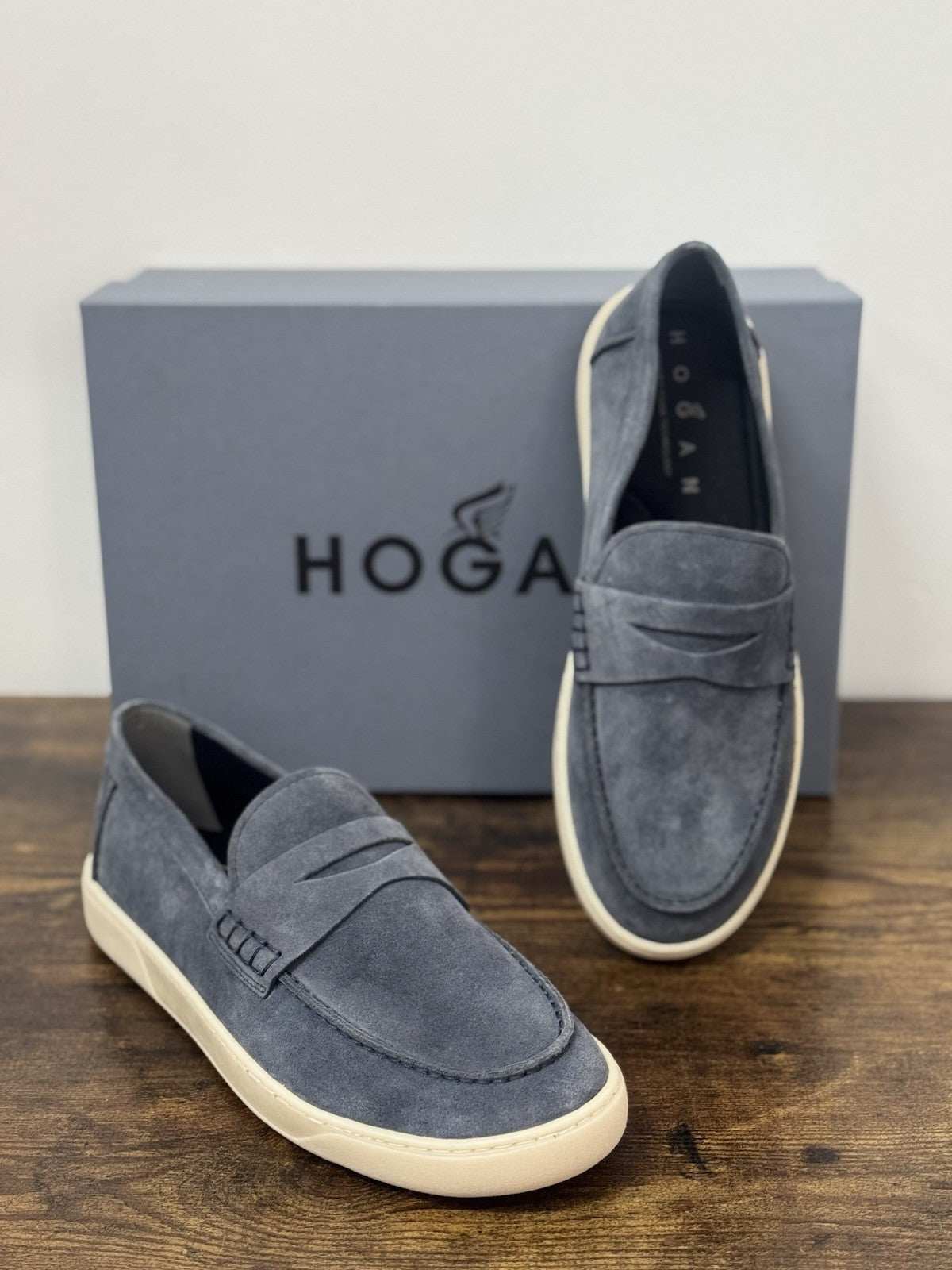 Hogan Mocassino Cool Suede Blu Memory Foam Causal Hogan Uomo 41