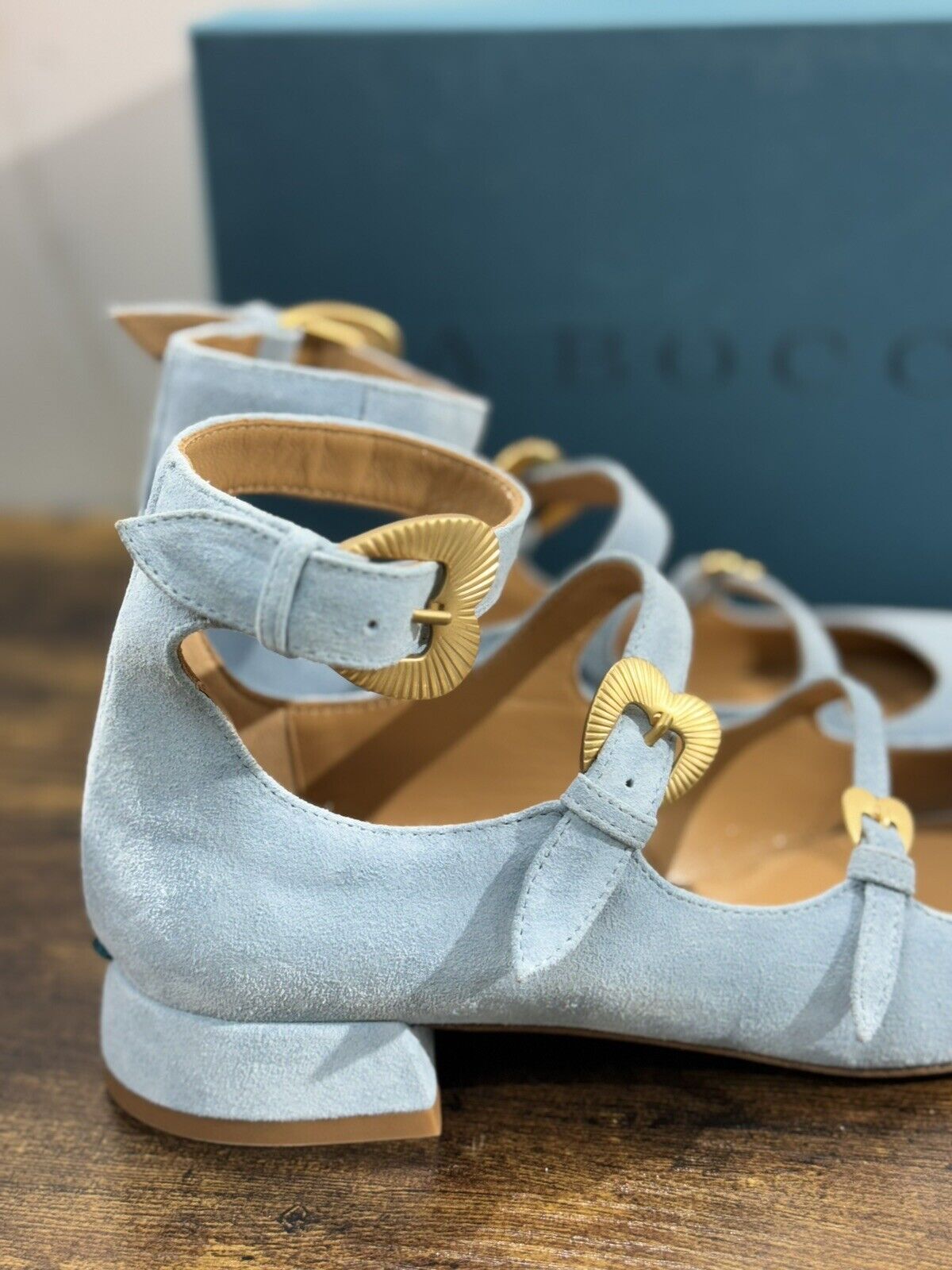 A.Bocca Two For Love Mocassino Donna Suede   Cielo    Tacco Luxury Handmade 39