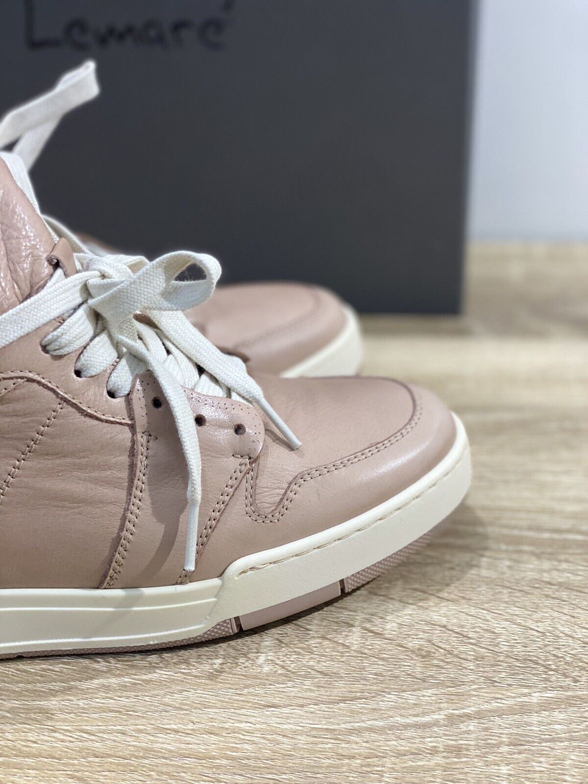 Lemare’ sneaker donna 3013 hi top pelle nude fondo gomma casual shoes 35