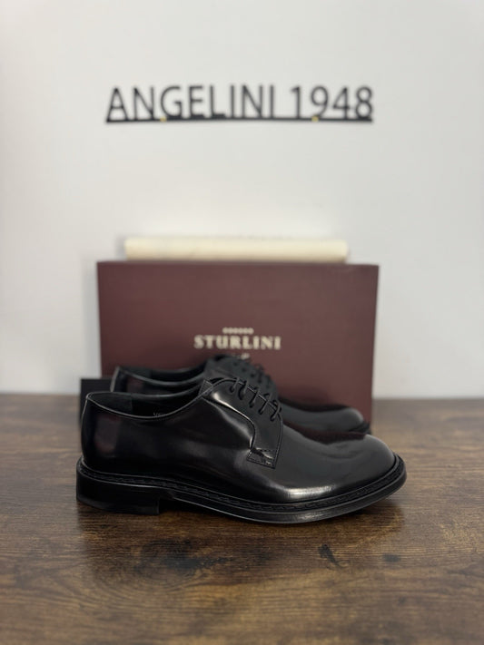 Sturlini  Derby Pelle Nero Polish Binder Luxury Scarpa Uomo 42