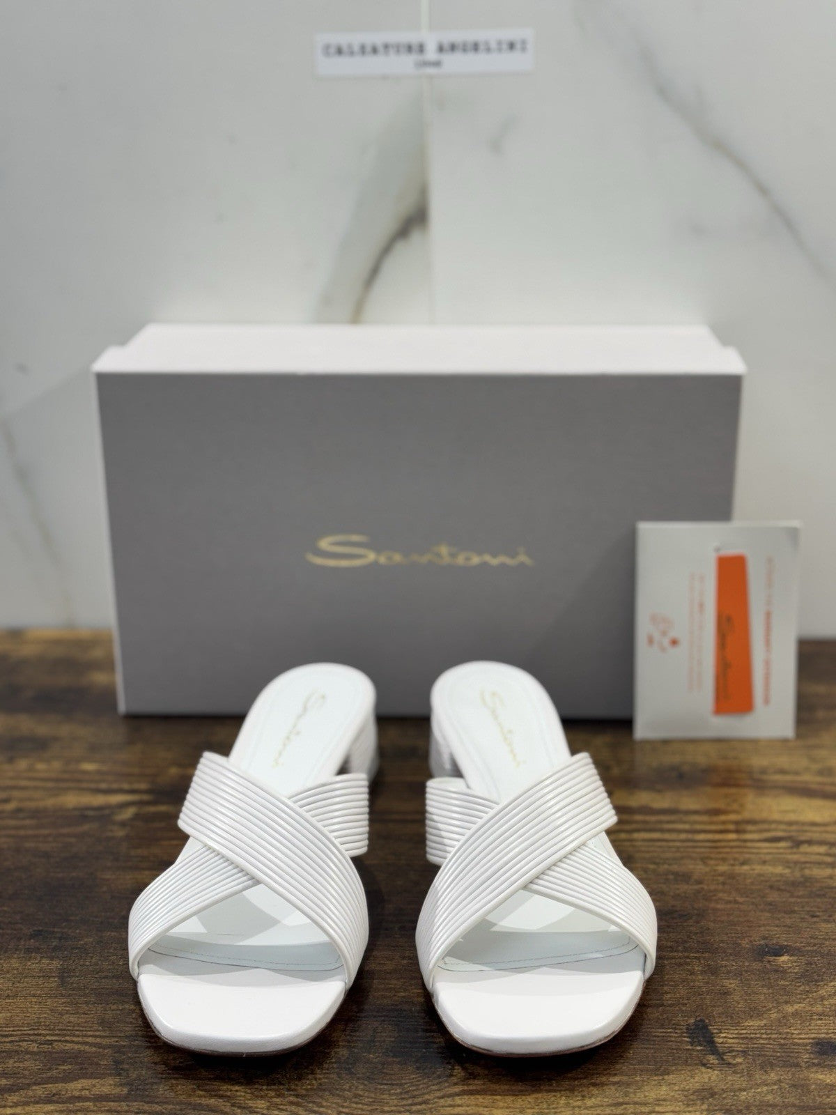 Santoni Sandalo  Pelle Bianco   Luxury Santoni Scarpe Donna 41