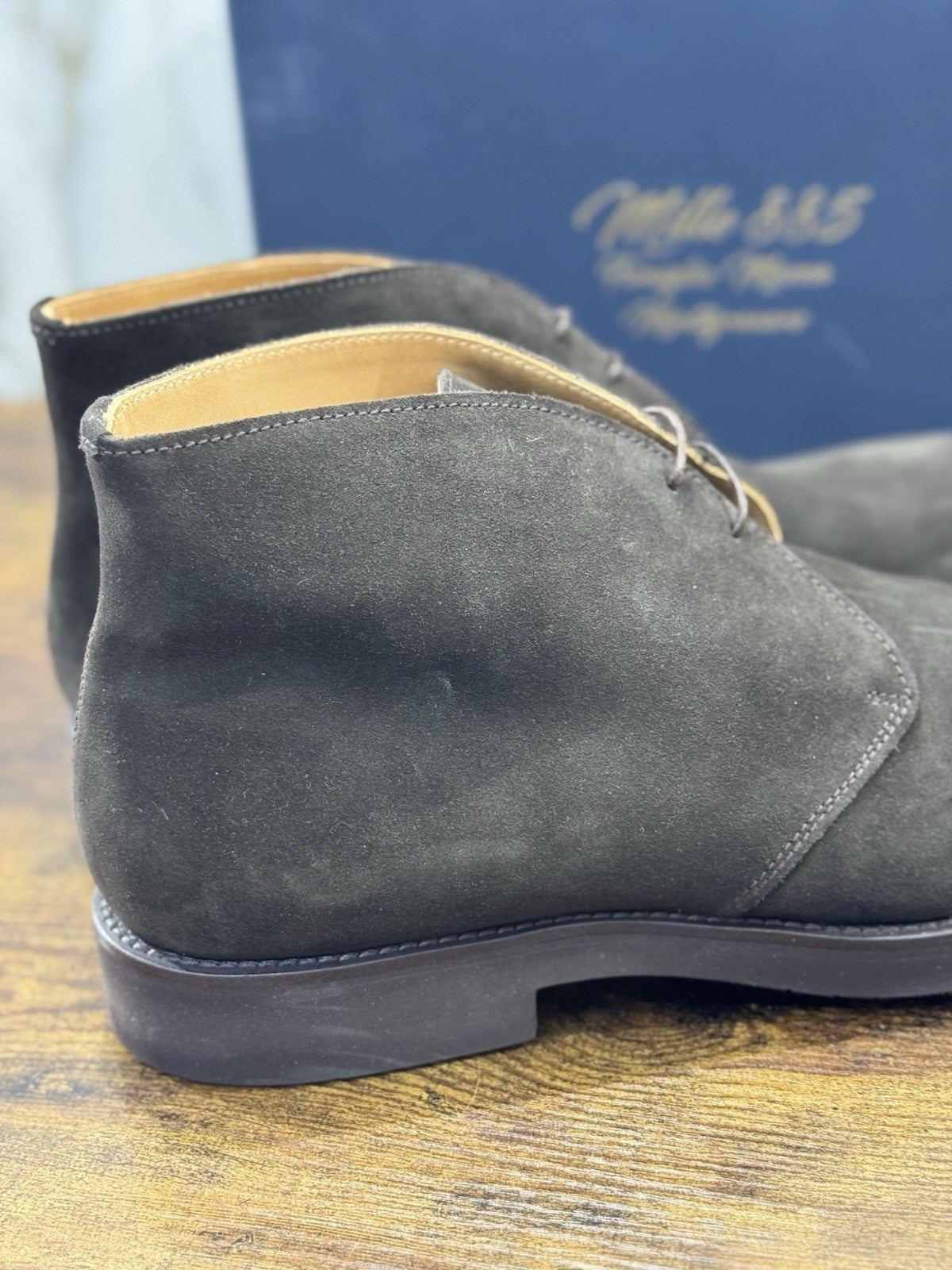 Mille 885 Polacchino    Suede T Moro   Fatto A Mano In Italia Uomo 45