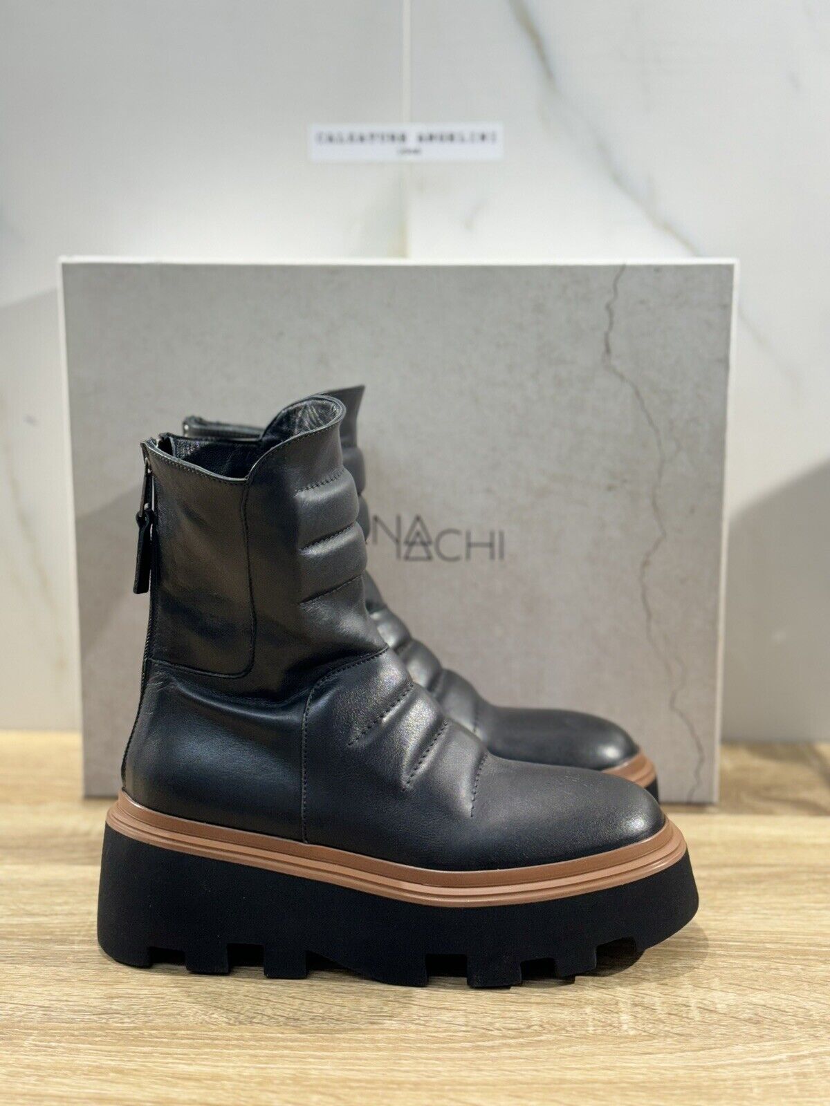 Elena Iachi Stivaletto Donna Pelle Nero Zeppa Extra Light Casual Boot 39