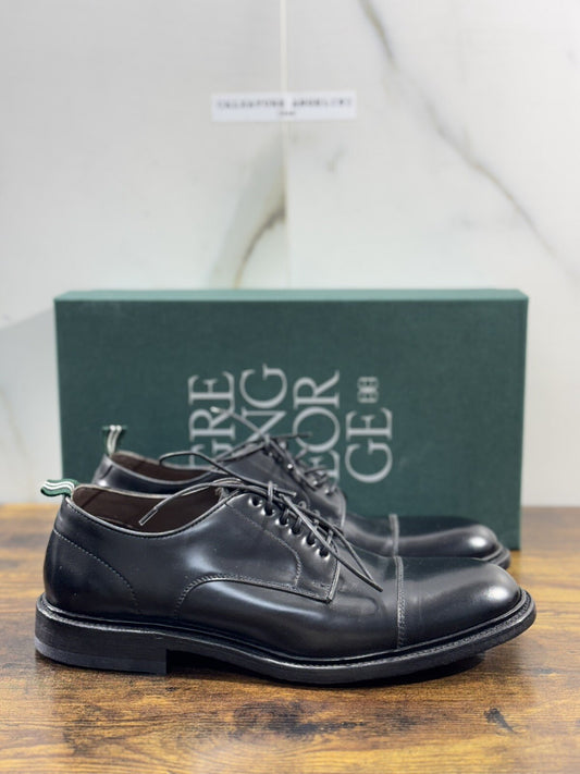 Green George derby nero in pelle polished luxury men  Doppio Cuoio 40.5