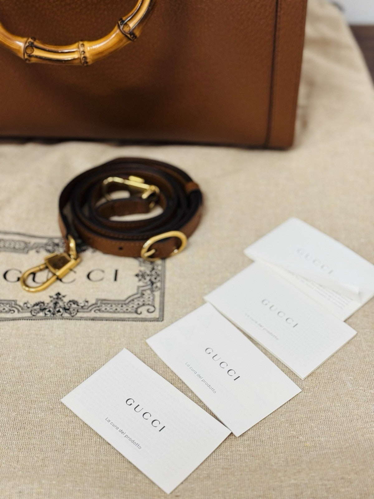 Gucci Diana Media  Tote Bag Bamboo Luxury Borsa Pelle Cuoio Gucci Icon Donna