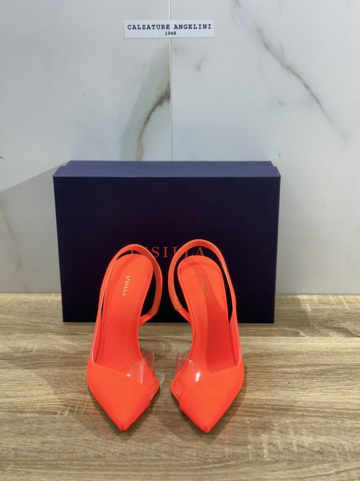 le silla Chanel NIVES Pelle Neon Arancio  Luxury Le Silla Woman Shoes 38