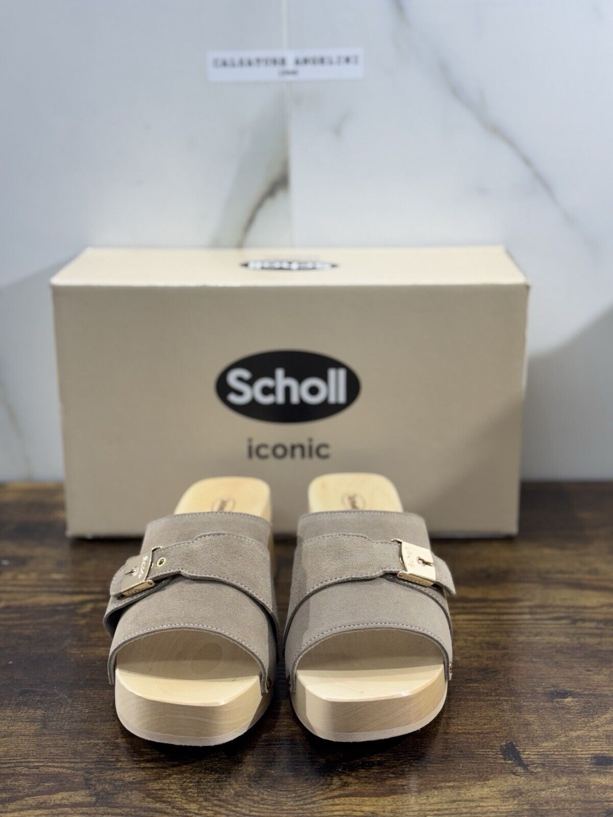 Scholl Iconic Zoccolo Donna Suede Beige Casual Clogs 39