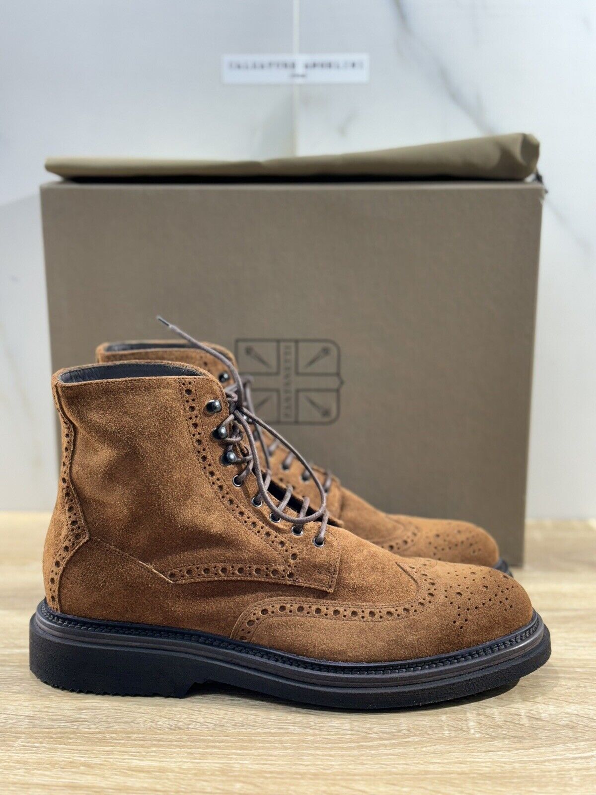 Pantanetti Polacchino Uomo Suede Cuoio Luxury Men Boot Handmade Pantanetti 42