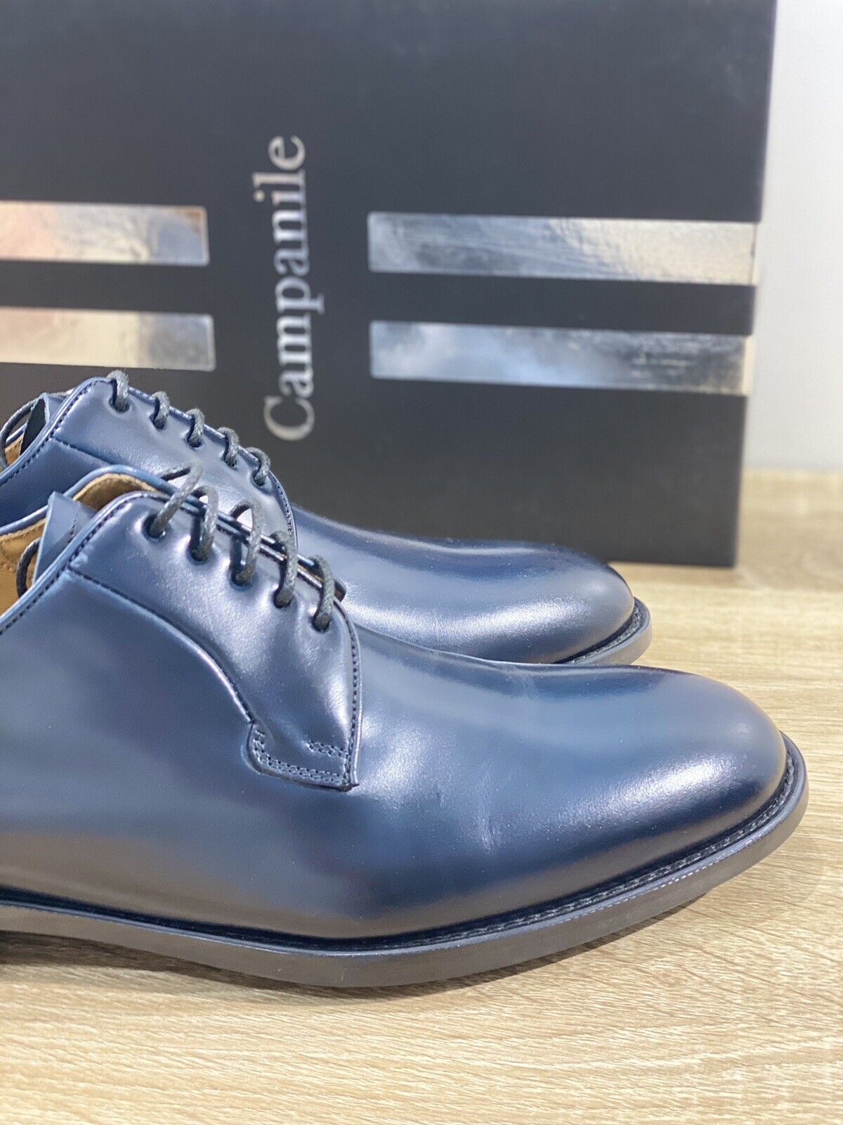 Campanile Derby Uomo T2637S Pelle Blu Luxury Campanile Derby Shoes 40.5