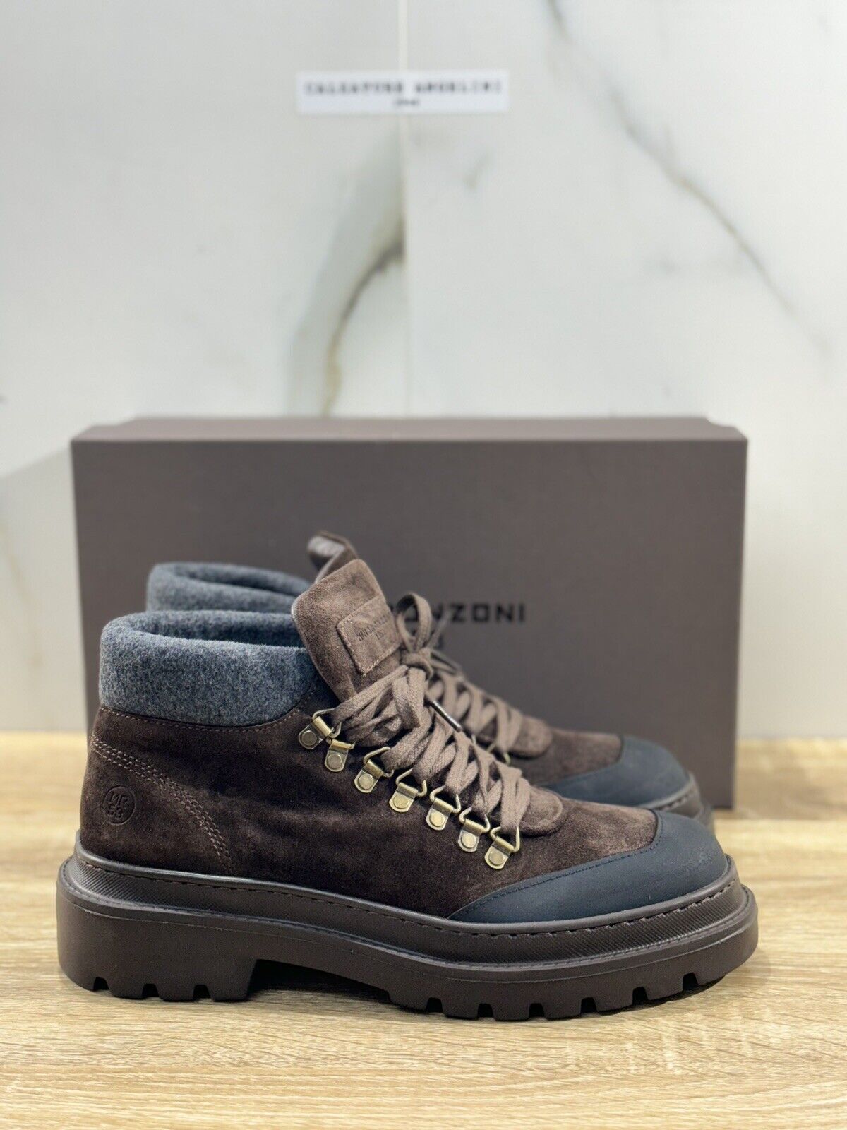 Minoronzoni 1953 Pedula Uomo Suede Testa Moro Extra Light Luxury Mountain 44