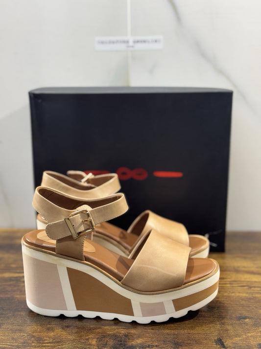 181 Alberto Gozzi Sandalo Zeppa Pelle Beige  Casual Donna 38