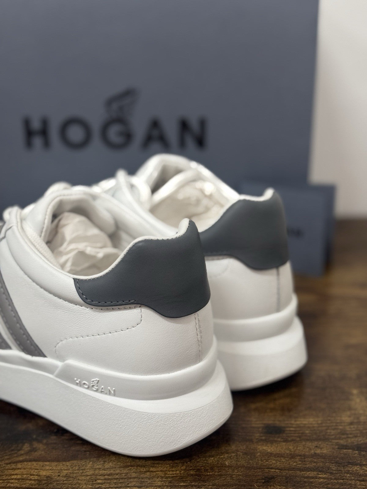 Hogan H580 uomo sneaker Pelle Bianco  memory foam Luxury Hogan Men Shoes 42.5