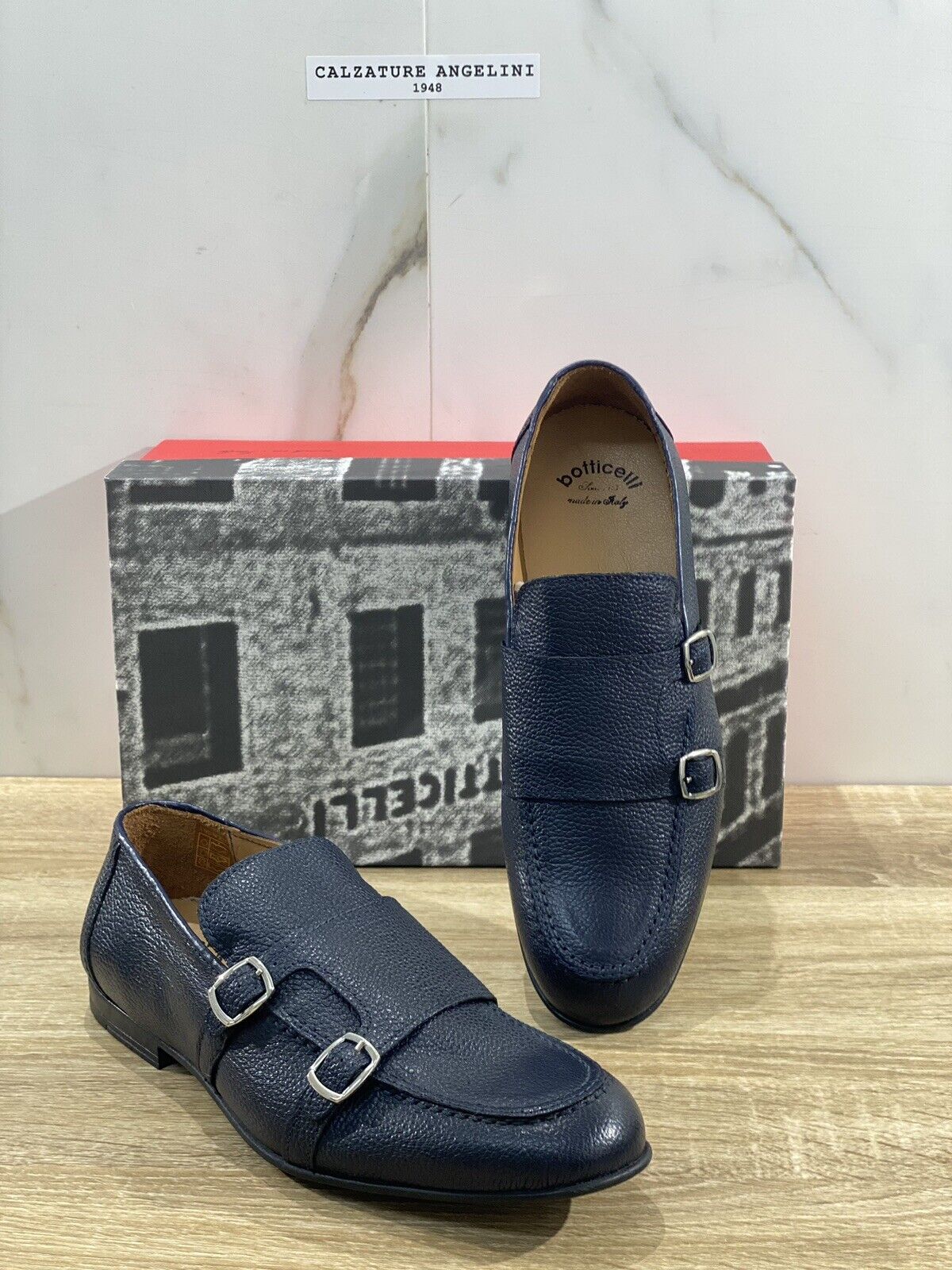 Roberto Botticelli Mocassino Doppia Fibbia Pelle Blu Ultra Flex Luxury 39