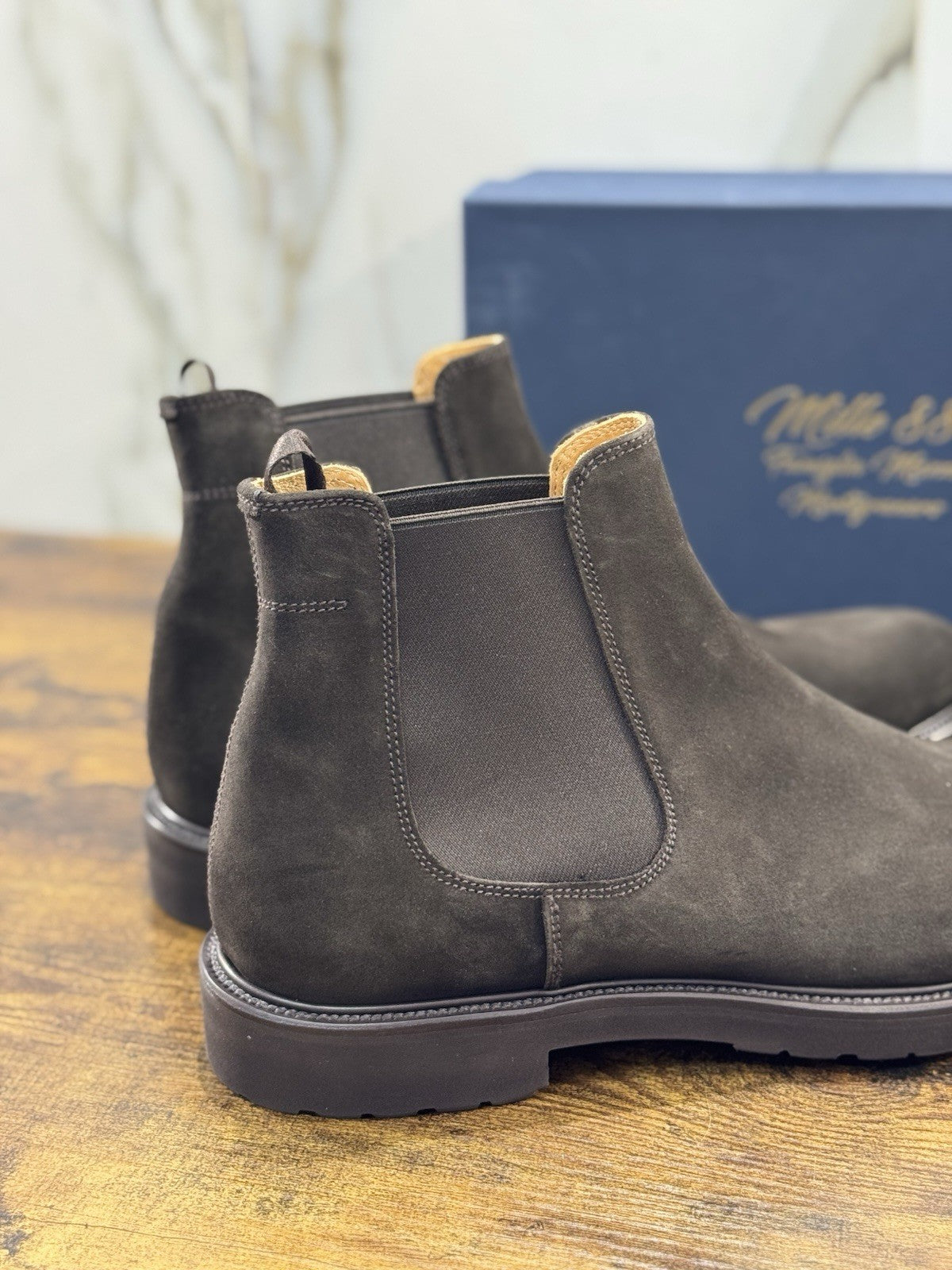 Mille 885 Chelsea Boot   Suede T Moro   Fatto A Mano In Italia Uomo 44