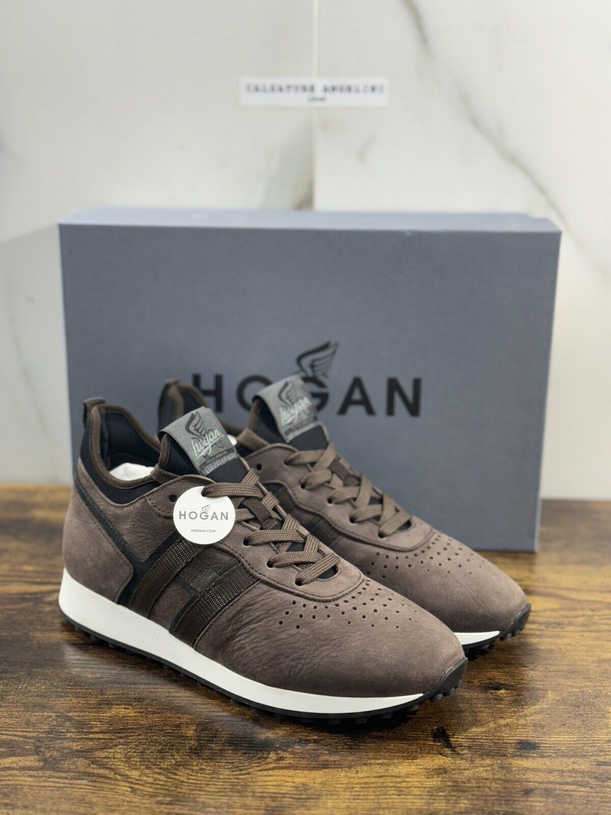 Hogan Sneaker Uomo H429 Pelle Tabacco  Luxury Shoes Hogan 41