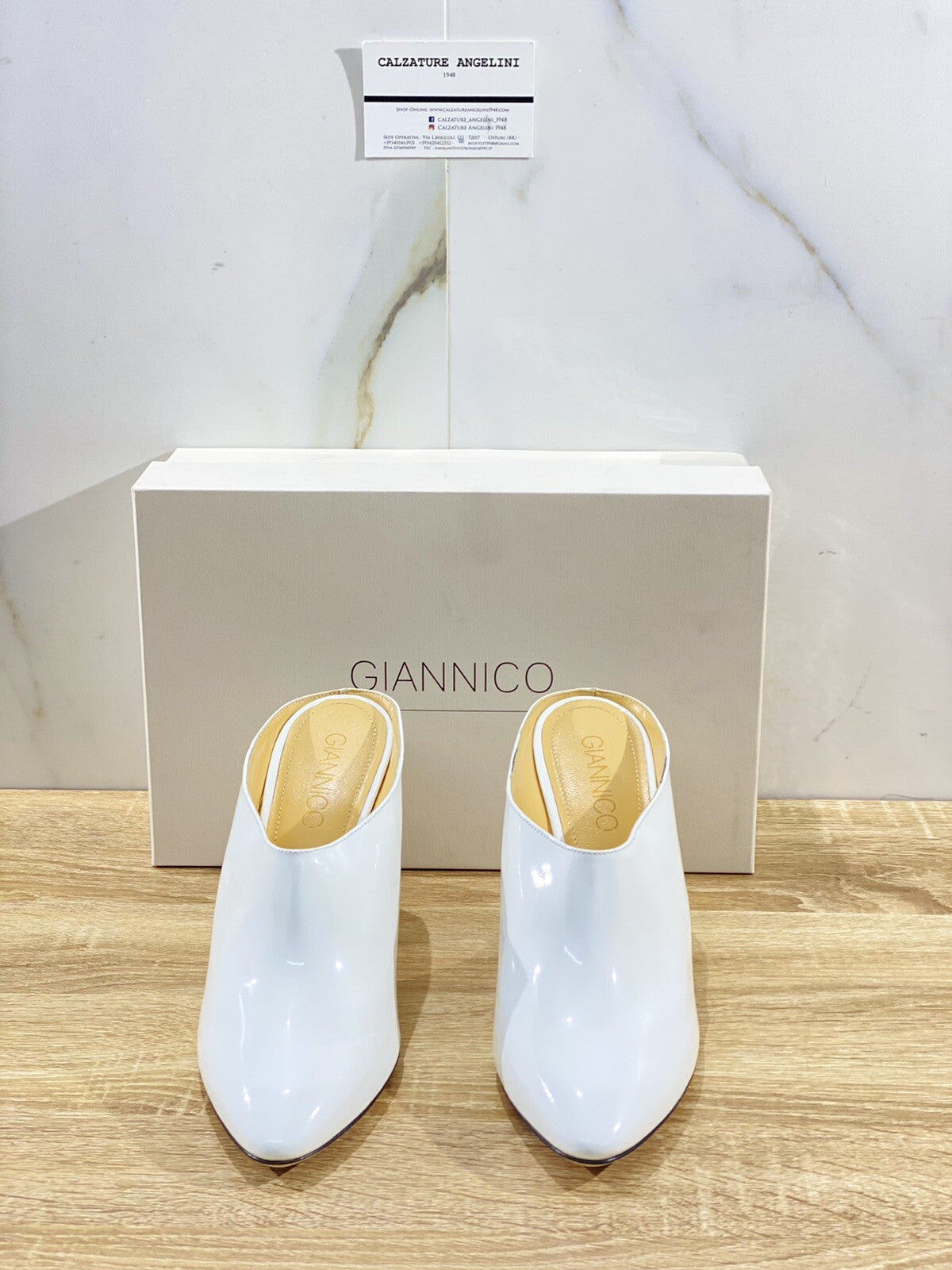Giannico Scarpa Donna Mules In Vernice Bianca Luxury Woman Giannico Shoes 40