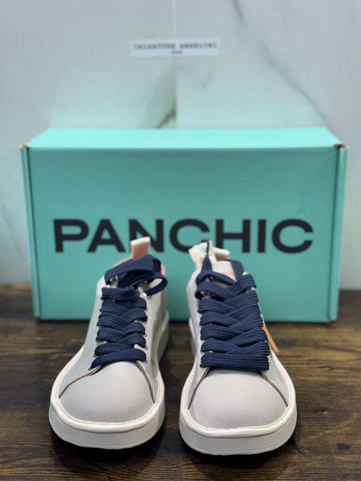 Panchic Lace Up Scarpa Suede Grey Blu Casual Uomo 43