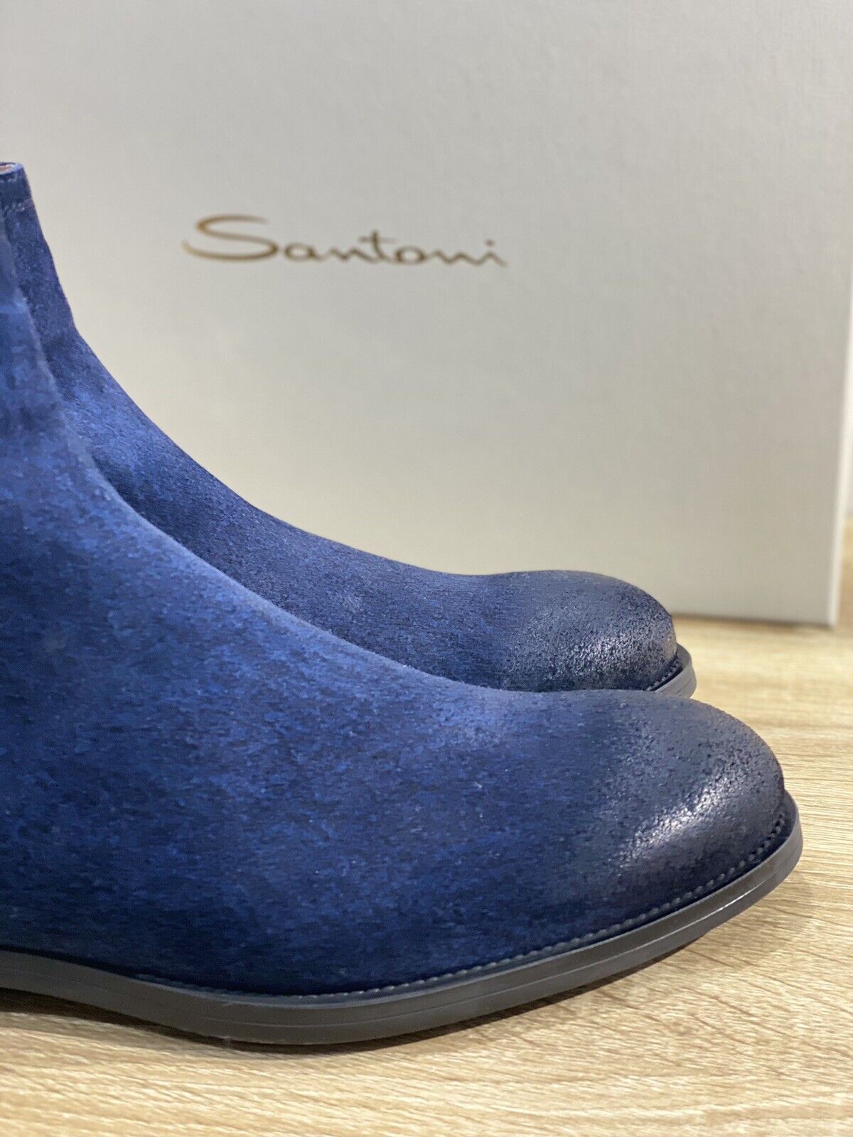 Santoni Beatle Uomo In Suede Blu Luxury Men Boot Santoni 43