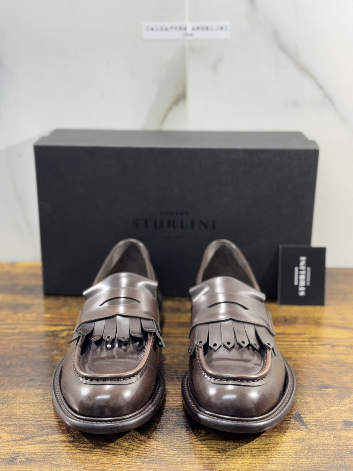 Sturlini Firenze Mocassino  Uomo Pelle Marrone Luxury Craftmanship Men 42.5