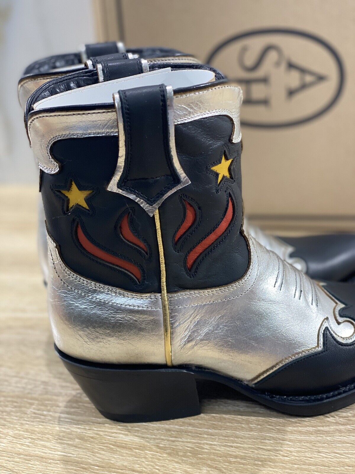 Ash Texano donna Petra pelle silver nero Made in Mexico luxury boot western 38