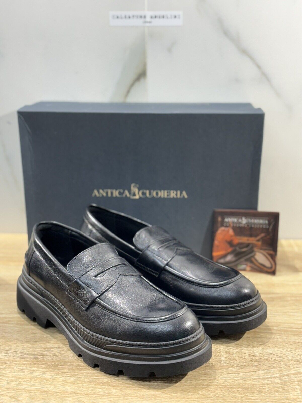 Antica Cuoieria Mocassino Uomo Pelle Nera Extra Light     Made in Italy 43