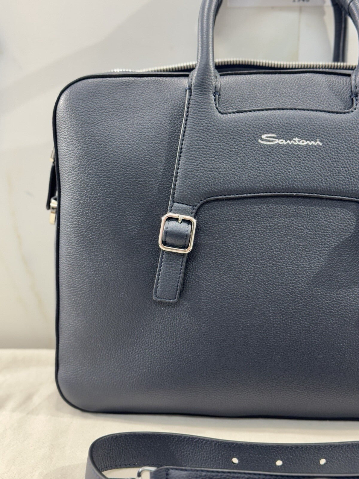 Borsa Santoni Uomo Briefcase Pelle Blu   Luxury Men Bag Santoni Business Work