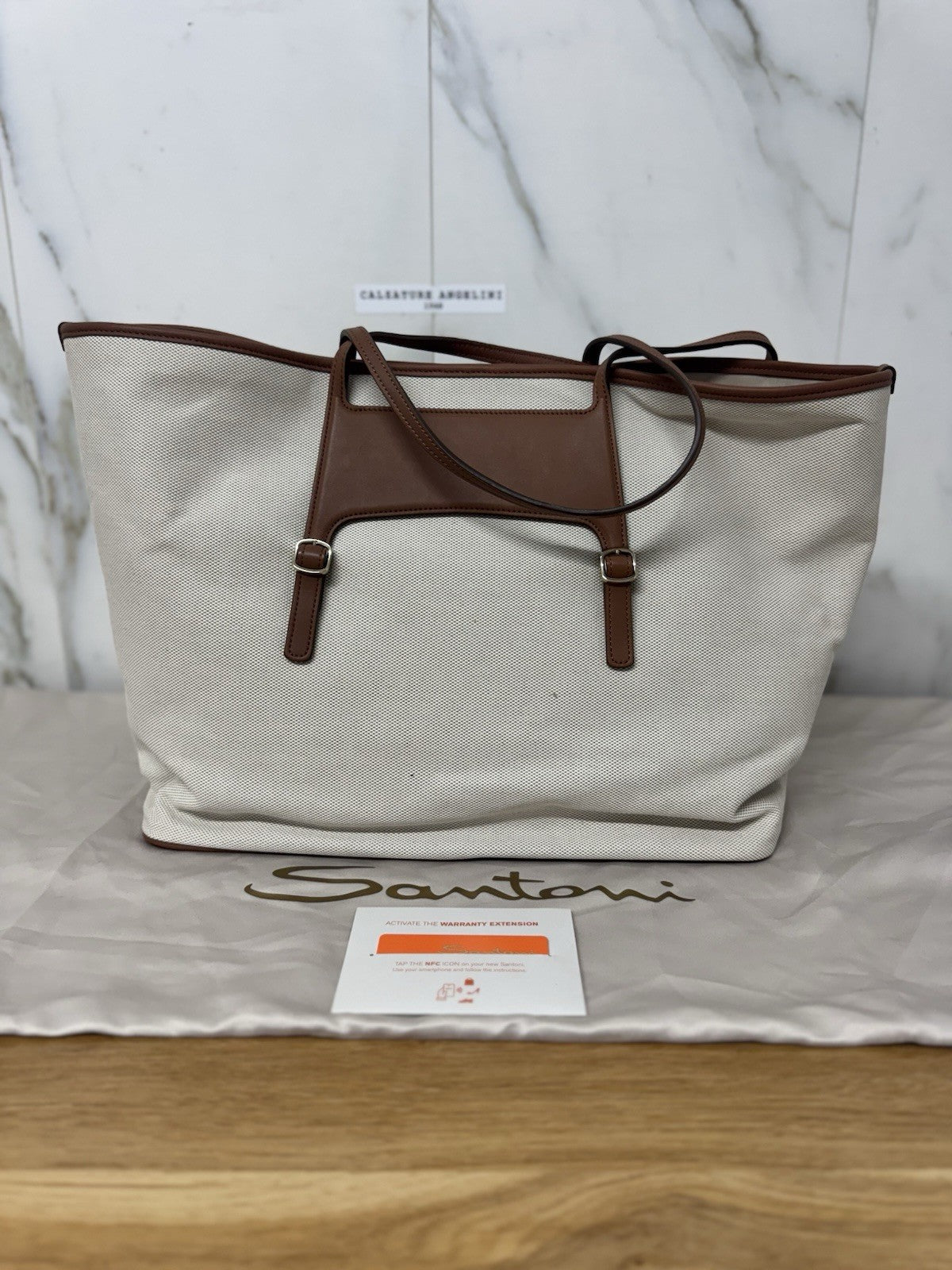 Santoni Borsa Maxi Shopping  Pelle Cuoio Luxury Santoni Borsa Donna