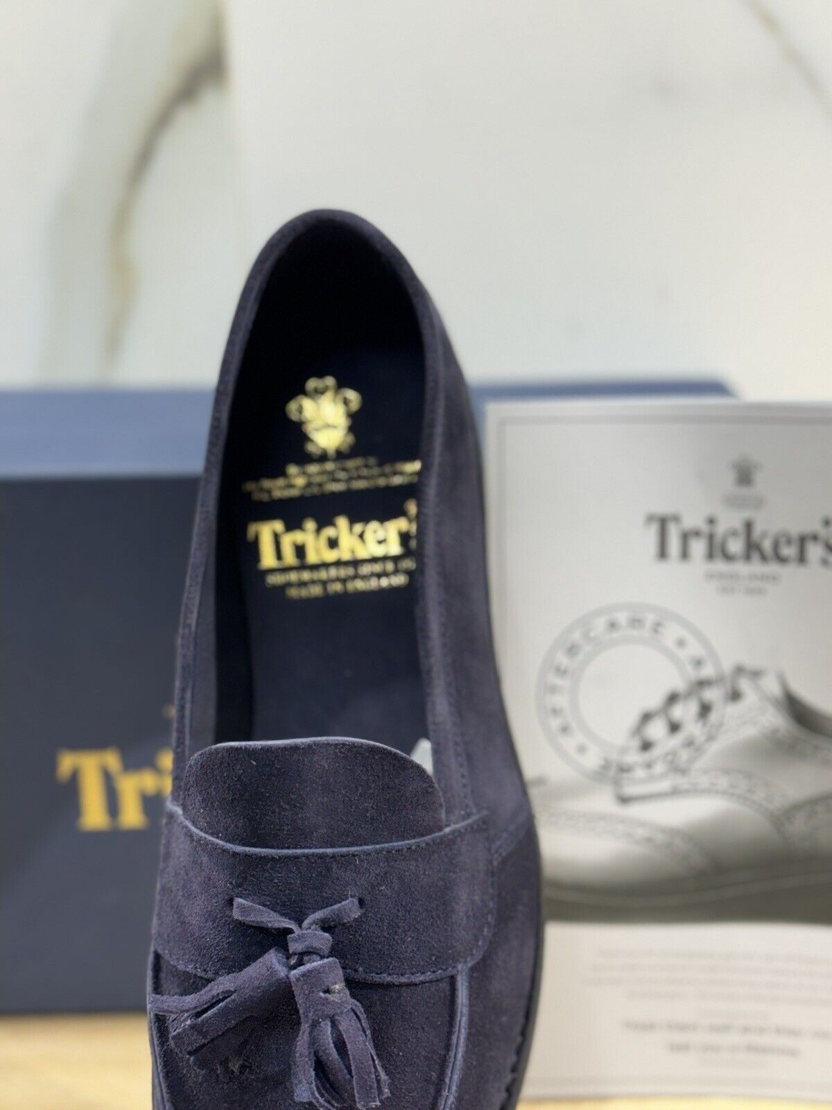 Tricker’s Tassel Loafers Tony Suede Castorino Blu Luxury Men Tricker’s 41.5