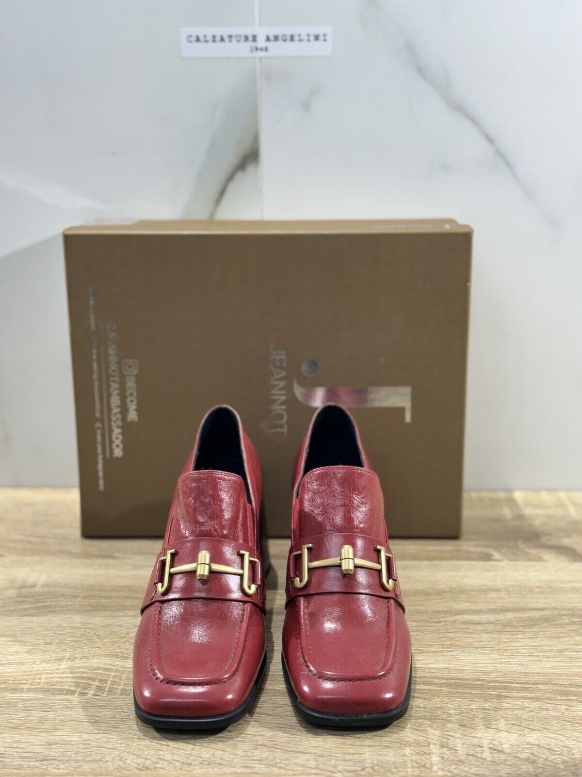 Jeannot Mocassino Donna Pelle Rosso Con Tacco Causal Loafer Jeannot 41