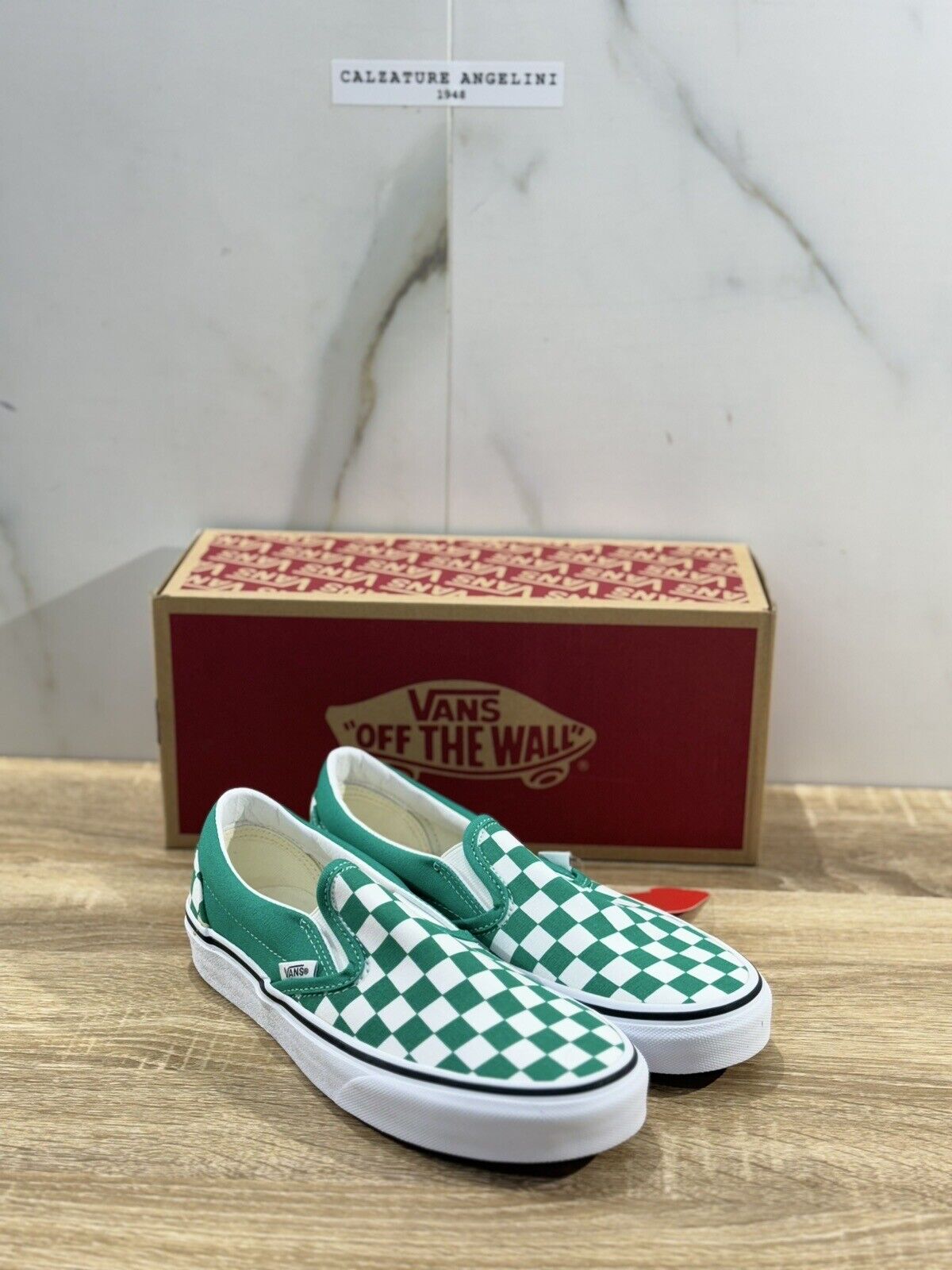 Vans Classic Slip On Checkerboard Bianco Verde Casual Icon Vans 38.5